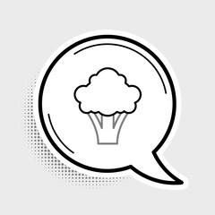 Line Broccoli icon isolated on grey background. Colorful outline concept. Vector