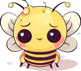 BEE in kawaii style on a white background. Vector illustration