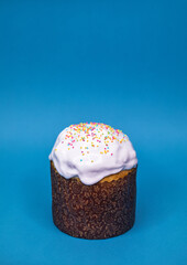  Easter cakes on a blue isolated background