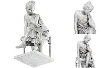 Stunning 3D render of a Hadrianic period sculpture depicting a seated girl.