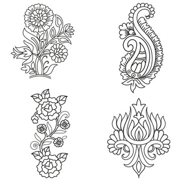 Textile Fabric neck design, pattern traditional, floral necklace embroidery design for fashion women clothing Neckline design for textile print.