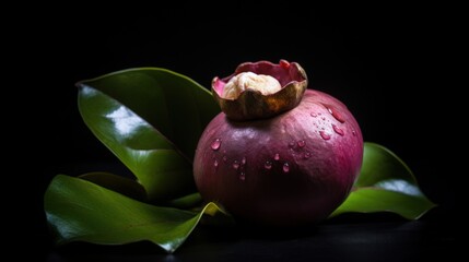 Exotic Delight Vibrant Mangosteen Fruit on a Mysterious Black Background 