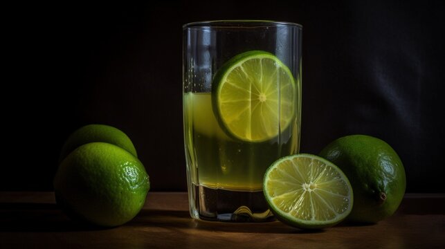 Tart and Refreshing Freshly Squeezed Lime Juice in a Glass