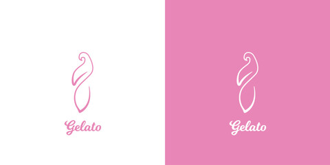 Letter 2 5 S Z gelato ice cream logo design. Line art silhouette of ice cream gelato pink white restaurant menu 2 5 s z two five alphabet number logotype. Suitable for food and beverage brand identity
