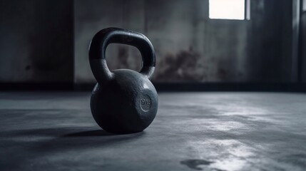 Fototapeta na wymiar The kettlebell in the gym against the backdrop of the room. Generative AI.