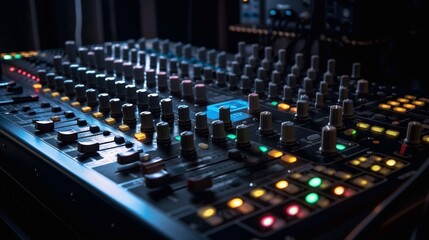 Sound mixer, remote control close-up. Generative AI.