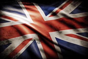 Dramatic illustration of the United Kingdom flag. Created with Generative AI technology.