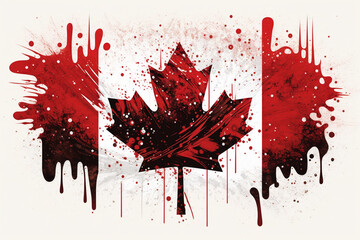 Flag of Canada. Abstract dramatic illustration created with Generative AI technology.