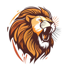 Naklejka premium Lion head logo design. Abstract colorful lion head. Evil face of a lion. Vector illustration