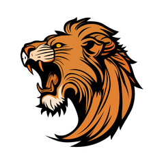 Lion head logo design. Abstract colorful lion head. Evil face of a lion. Vector illustration