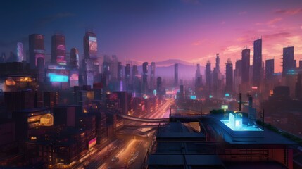 Obraz premium futuristic city in the metaverse, generative ai