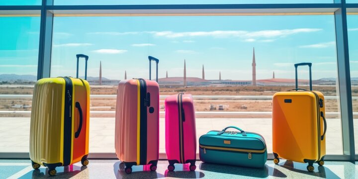 suitcases or luggage at the airport, generative ai