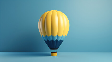A whimsical hot air balloon rising above a stunning rainbow background. Generative AI