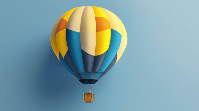 A playful hot air balloon drifting through a picturesque, lively scenery. Generative AI