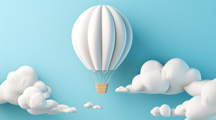Obraz premium The white-hot air balloon effortlessly glides over a breathtaking landscape. Generative AI