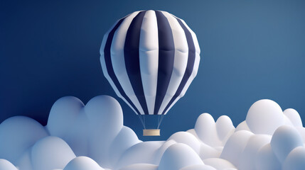 Obraz premium An awe-inspiring hot air balloon adventure over a vibrant and vividly-colored blue landscape. Generative AI