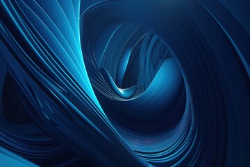 3d rendering, abstract blue background, modern minimal wallpaper with spiral line, geometrical helix shape, Generative AI