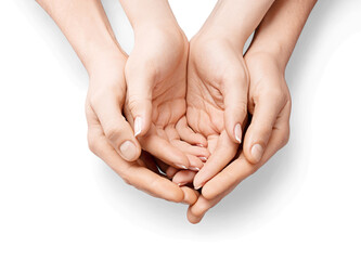 Female hands holding Child hand