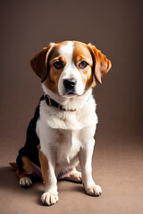 Portrait of a adorable dog, funny and cute face closeup, isolated on beautiful bokeh background, created with generative ai
