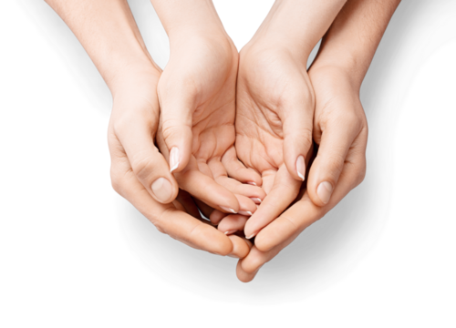 Female hands holding Child hand - Powered by Adobe