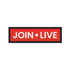join live icon red with rectangle shape button icon on white background vector
