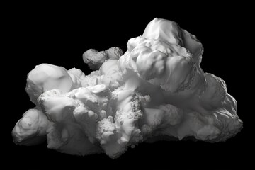 3d render, realistic white clouds over the black background, isolated clip art, Generative AI