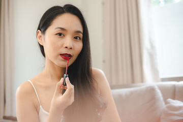 young Asian woman with beauty face skin, female pretty and cosmetic spa makeup