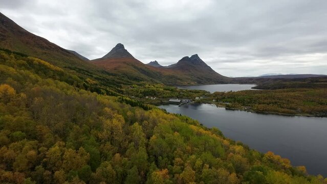 Aerial view of Innerdalen Valley and Innerdalsvatna Lake at Sunndal, Norway