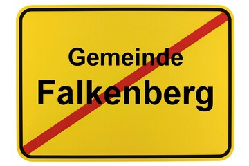 Illustration eines Ortsschildes der Gemeinde Falkenberg in Brandenburg
