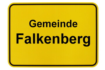 Illustration eines Ortsschildes der Gemeinde Falkenberg in Brandenburg