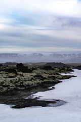 Winter mountain scape in the cold in Iceland 