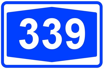 Illustration eines Autobahnschildes der Autobahn 339 in Deutschland	
