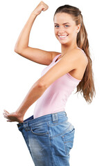 Portrait of a Celebrating Woman Losing Weight