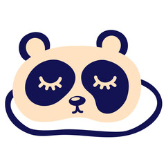 Fototapeta premium Sleep mask. Panda Night Mask for dreaming. Nightwear elements for resting and relaxation. Symbol of pajama party. Night accessory to sleep, travel and recreation. Cartoon Vector illustration 