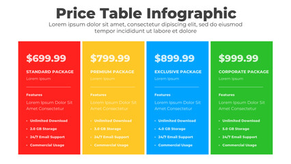 Pricing table template design vector