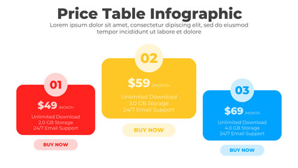 Product price table and business subscription plan comparison spreadsheet with features checklist and discount pricing tabs