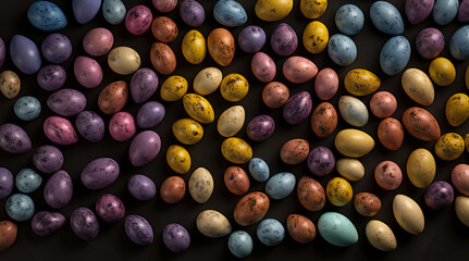 Fototapeta na wymiar Top view of colorful easter eggs for holiday season