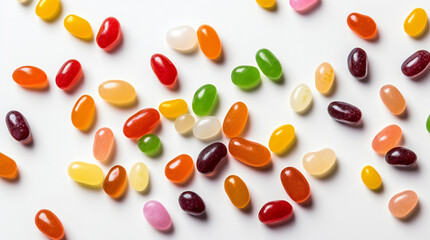 Colorful jellybeans on white background