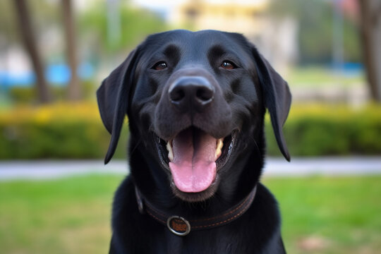 Smile black Labrador retriever Created with Generative AI Technology