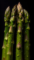 Closeup of asparagus on a dark background