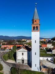 Fototapeta premium Bell tower of the church of Raspano di Cassacco