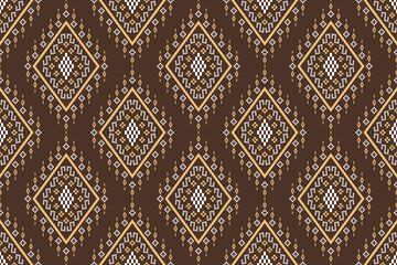 Nature vintages cross stitch traditional ethnic pattern paisley flower Ikat background abstract Aztec African Indonesian Indian seamless pattern for fabric print cloth dress carpet curtains and sarong