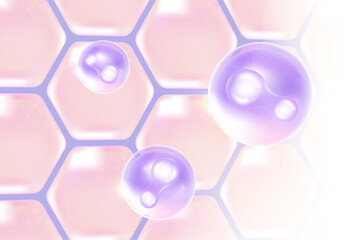 Probiotic and Hyaluronic acid skin solutions ad, purple collagen, and vitamin serum drops with cosmetic advertising background ready to use illustration vector.