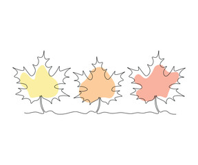 abstract Three Maple Leaf in a Row Continuous One Line Drawing