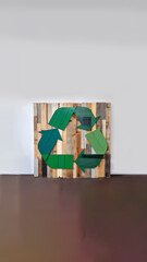 Vintage Wooden Upcycle Sign: Upcycling DIY for Green Interior Design. Generative AI illustration.