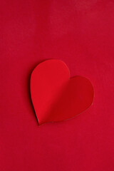 Hearth paper on Red background. happy valentines day