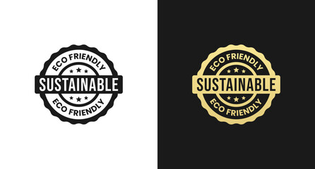 Simple Sustainable label vector or Sustainability label vector isolated in flat style. Sustainable label vector for product design element. Best Sustainability label for product packaging design.