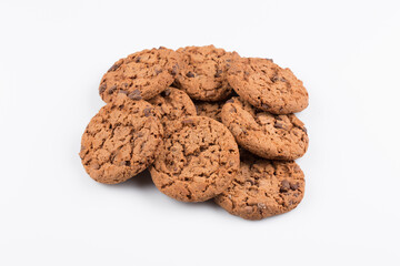 Chocolate chip cookies isolated on white