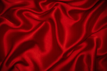 Red silk or satin luxury fabric texture can use as abstract background.