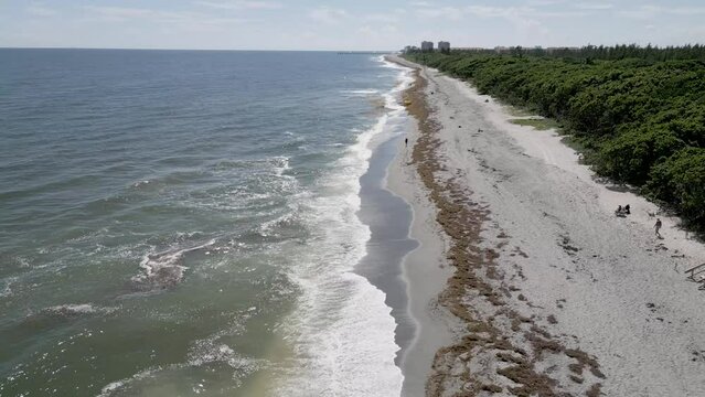 Aerial of Jupiter beach on the East coast of Florida.